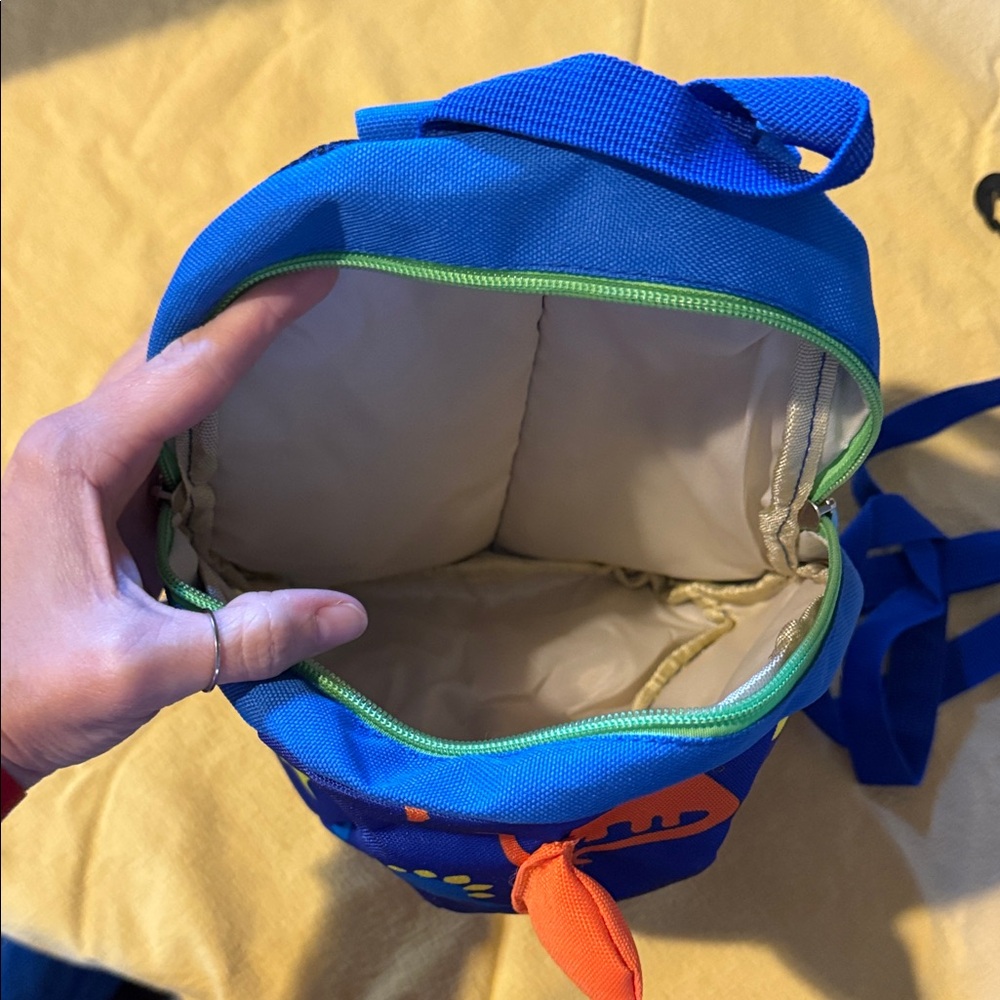 Dinosaur Print Kids Backpack - Blue and Orange - Picture 3 of 3